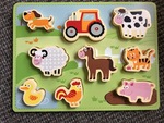 Farm animal puzzle raised wooden pieces 