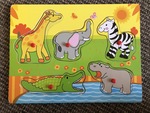 Wooden baby five piece African animal puzzle 