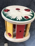 Baby wooden circle rattle with ladybird pattern