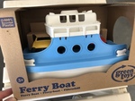 Green toys - blue and white ship with two cars (red and yellow) 