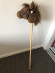 Ride on horse head on a stick, with wheels