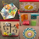 Baby wooden hexagon table with bead lid