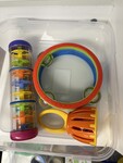 tamborine, rainstick and rattle