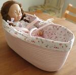 Pink Knitted Doll Basket & Baby Lucy Doll with Down Syndrome