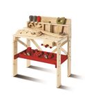Large Wooden Workbench with Tools
