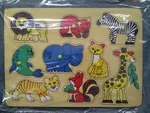 9 animal wooden peg puzzle