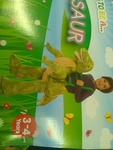 Riding a Dino costume