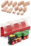 Wooden Train set with Tunnel