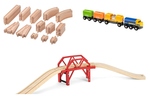 Wooden Train set with Curved Bridge