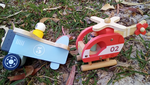 Wooden helicopter and plane