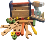 Discoveroo Tool Box Bench Set with Wooden Drill, charger and drill bits