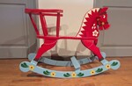 Red and Blue Wooden Rocking Horse