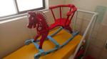 Red and Blue Wooden Rocking Horse