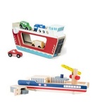 Wooden Container Ship and Transporter Truck