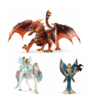 Schleich Fantasy Set with Fire Dragon and Unicorn