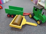 Wooden Tractor with Trailer & Roller