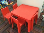 Red table and 4 chairs