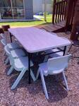 Adjustable Trestle Table and 8 chairs (baby green and grey)
