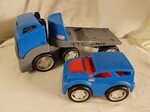 Blue Truck with Trailer and Motorbike