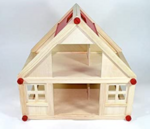 Wooden Dolls House with Red Roof