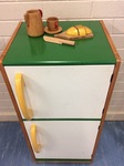 WOODEN FRIDGE AND BREAKFAST SET