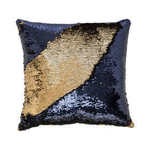 BLUE & GOLD SEQUIN CUSHION