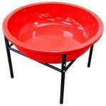 E1.3751: ROUND RED TRAY ON STAND