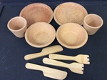 WOODEN TABLEWARE SET FOR TWO