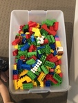 Large box of duplo and mega blocks