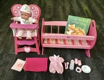 Berenguer Baby, Heart Crib & Heart High Chair