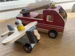 wooden retro plane and fire truck