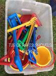 Tub of Rakes, Shovels, Buckets