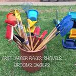 ASST Larger Rakes, Shovels, Brooms, Diggers