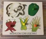 Mushroom/Corn Vegetables Peg Puzzle