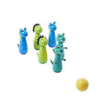 Wooden dinosaur skittles