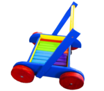 Blue Wooden Trolley With Blocks