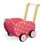 Pink Wooden Dolls Pram And Walker 