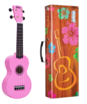 Ukulele with case - pink 