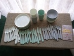 PARTY HIRE Reusable plates, cups, cutlery (pastel colors) Set 1