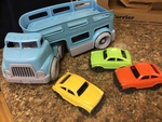 Green toy car carrier