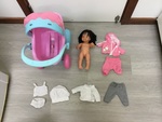 Doll with Pink Pram 