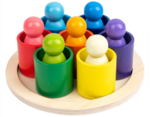 Montessori Wooden Rainbow Peg Dolls Blocks & Cups