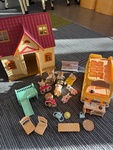 Sylvanian Families Red Roof Cottage and School Bus
