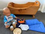 Wooden Cradle and Doll Set