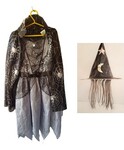 Halloween Black Dress, Hat & Cape