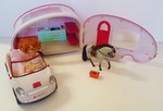 768: Lori Doll, Car, Caravan & Horse