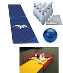1542: 6m Ten Pin Bowling Mat, Pins, Balls & Backstop #A
