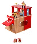 WOODEN FIRE STATION WITH FIREMEN   #A