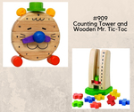 909: COUNTING TOWER AND WOODEN MR. TIC-TOC