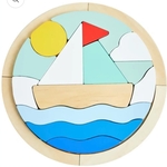 A109: Wooden boat montessori puzzle